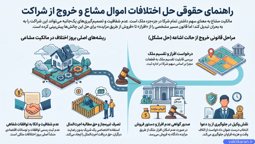 نحوه تقسیم سهم شرکا و خروج از حالت اشاعه